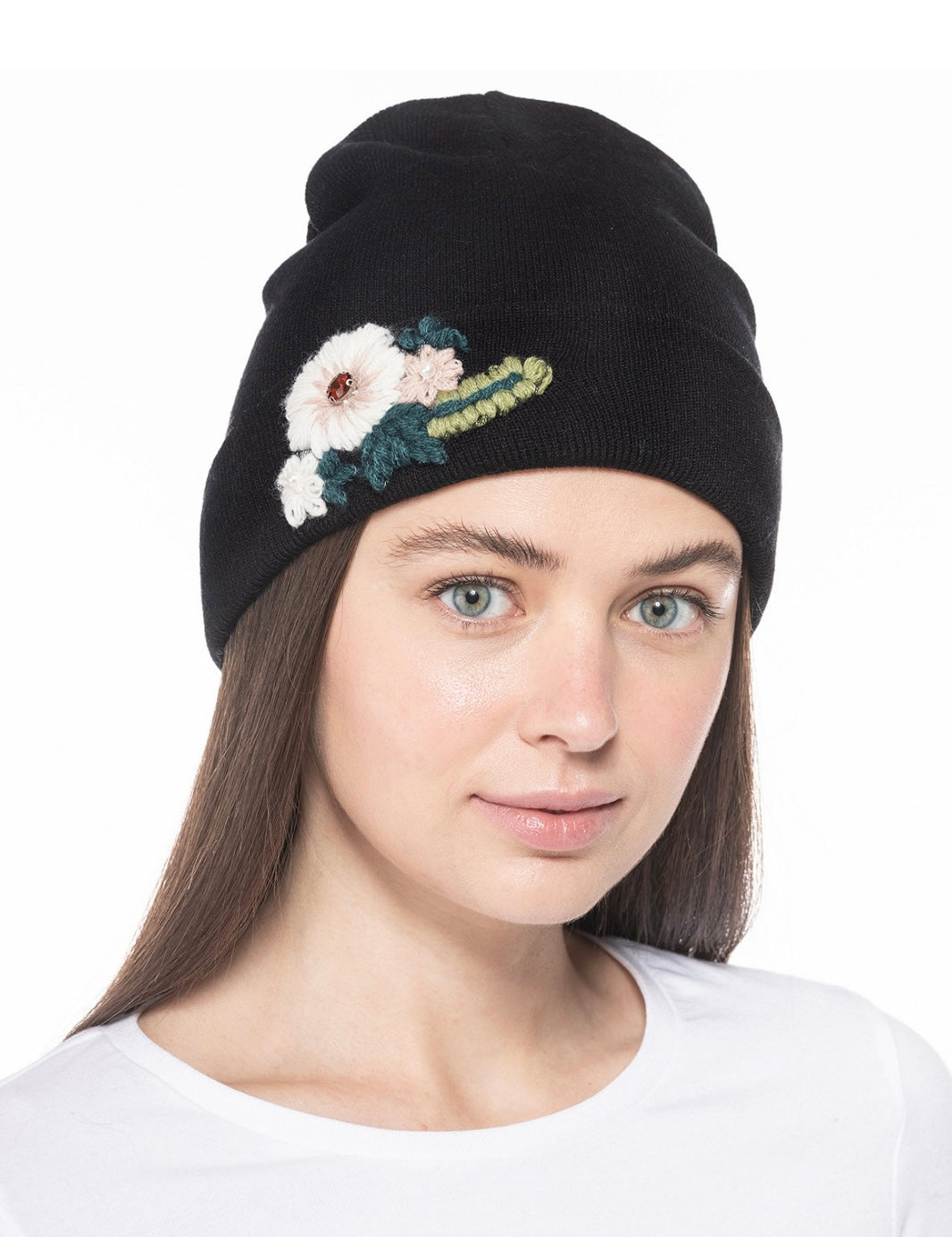 INC International Concepts Women's Floral Embroidered Beanie