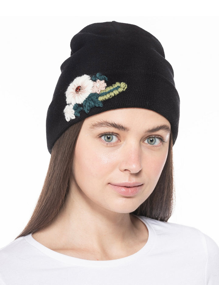 INC International Concepts Women's Floral Embroidered Beanie