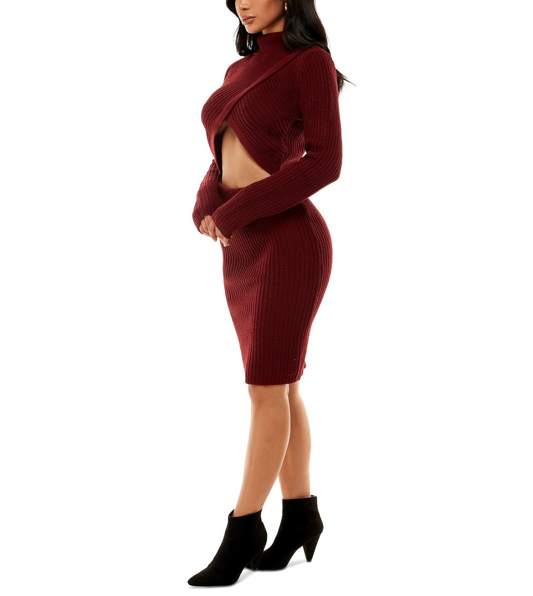 Almost Famous Juniors' Cropped Turtleneck Sweater & Skirt Set