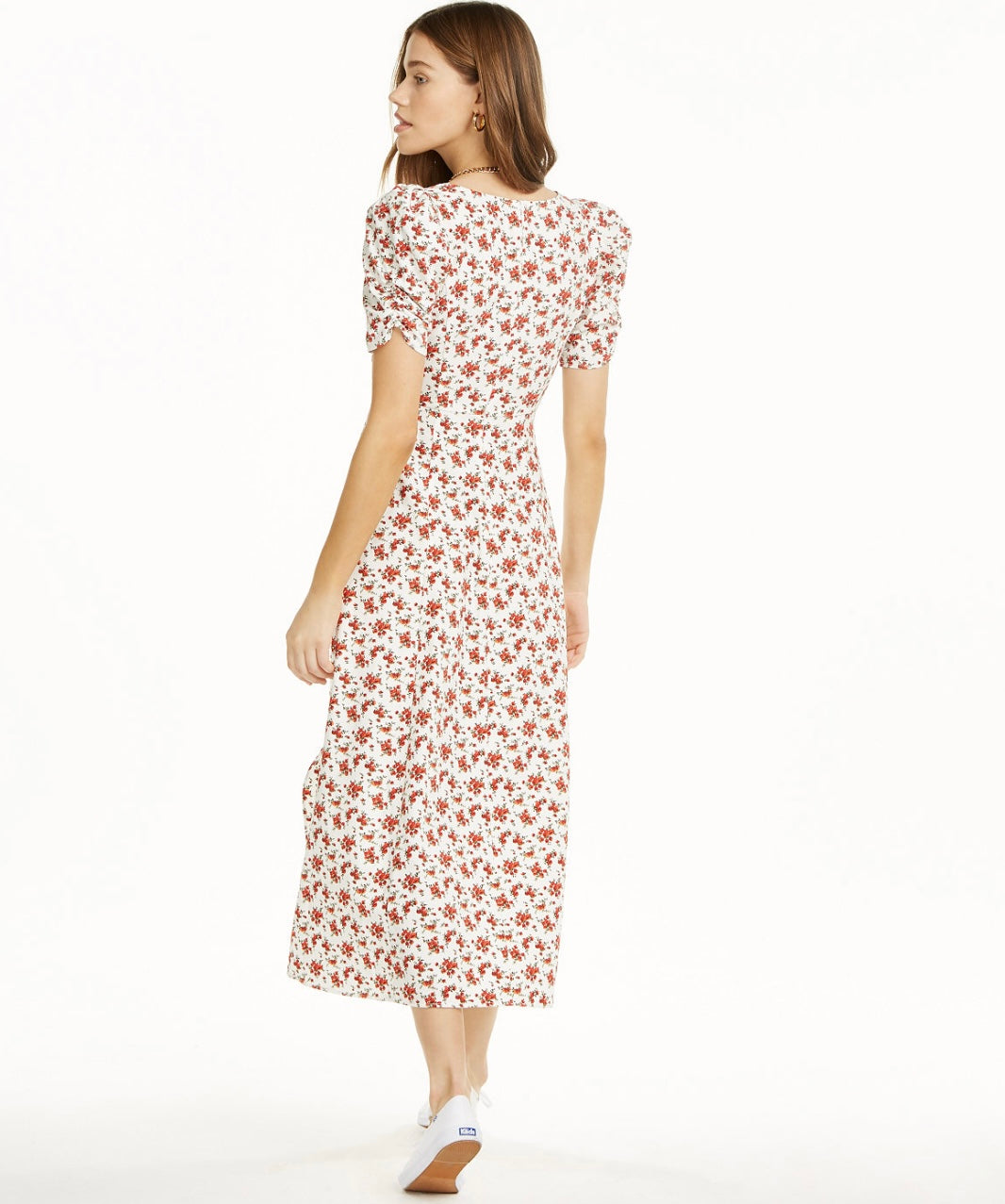 Danielle Bernstein Women's Puff Sleeves Slip Dress White Floral