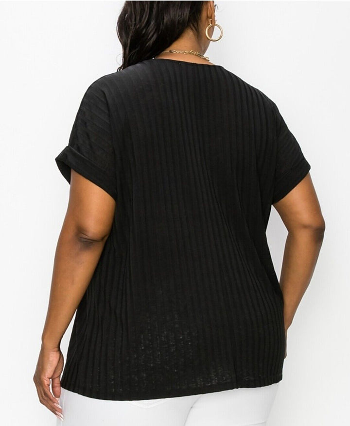Women's Plus Size Contrast Yoke Dolman Top