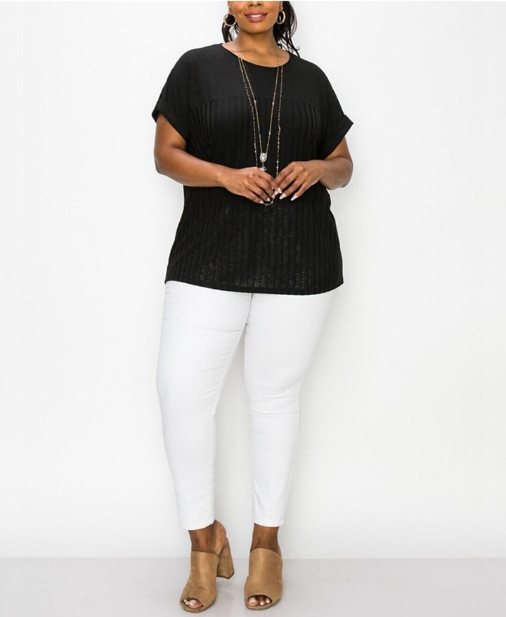 Women's Plus Size Contrast Yoke Dolman Top