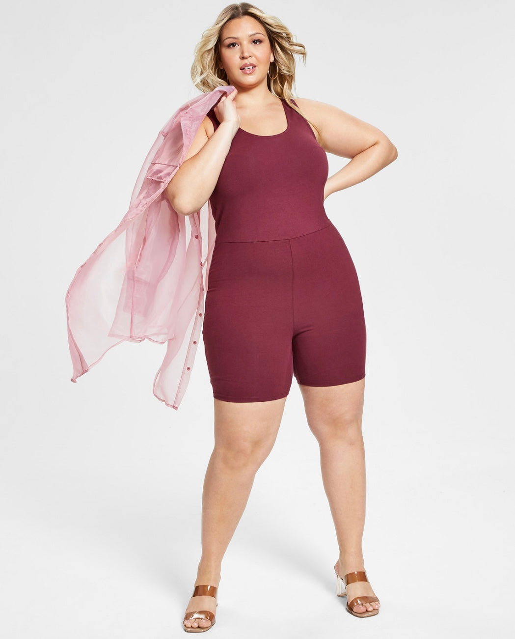 Nina Parker Trendy Plus Size Short Unitard Dark Fox Glove Size 2X