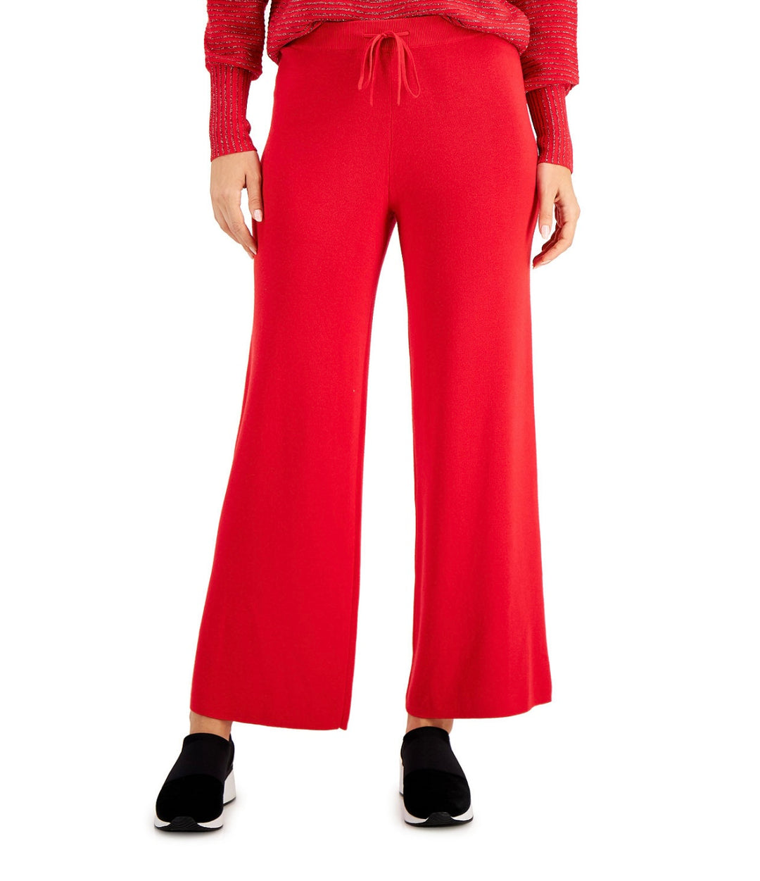 Alfani Women's Straight-Leg Sweater Pants Real Red Size XL