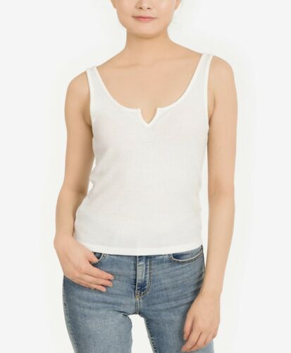 Hippie Rose Juniors' Notched V-Neck Rib-Knit Tank Top