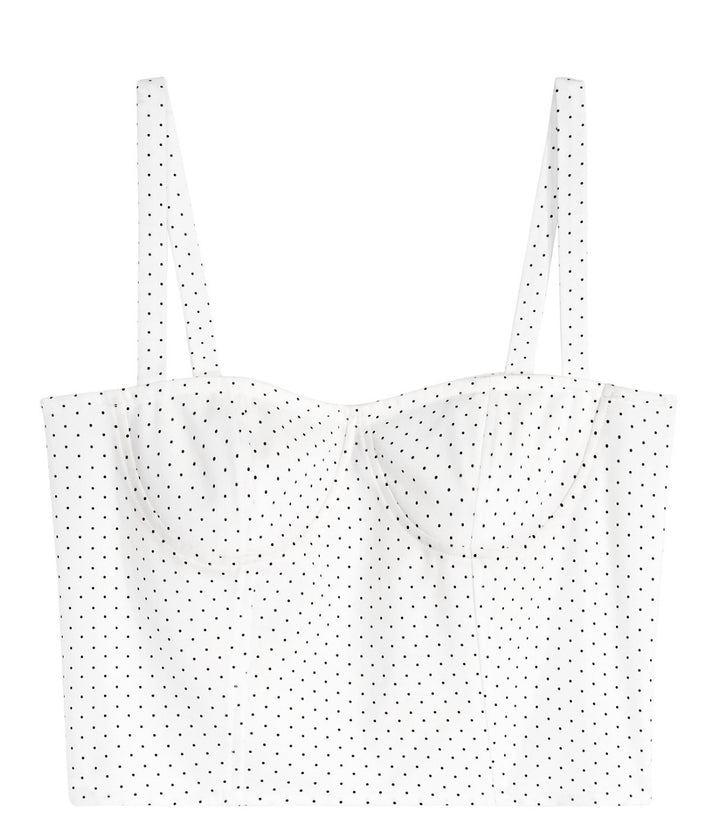 Danielle Bernstein Women's Sleeveless Crop Top White Polka Dot