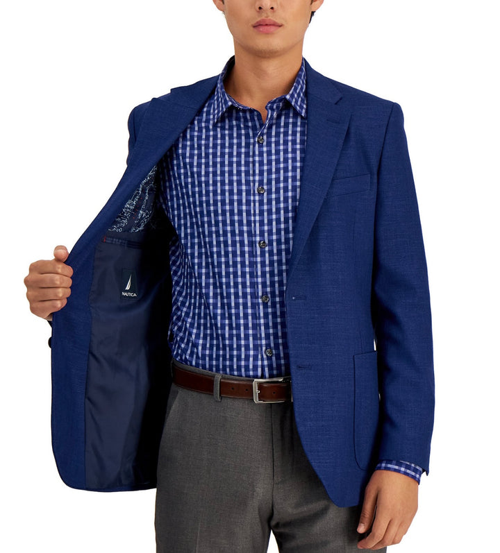 Nautica Men's Modern-Fit Active Stretch Solid Sport Coat Jensen Blue Size 38S