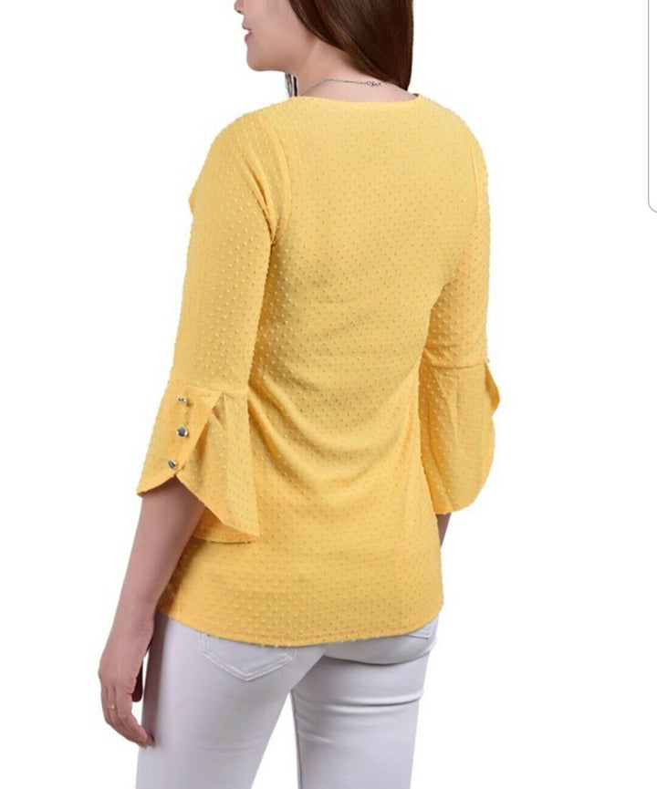 NY Collection Women's 3/4 Tulip Sleeve Blouse