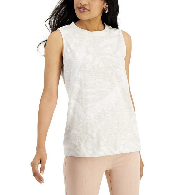 Alfani Women's Petite Printed High-Neck Knit Top Sleeveless
