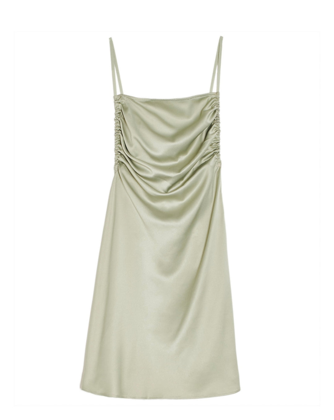 Danielle Bernstein Women's Satin Ruched Slip Dress Sage Size 6