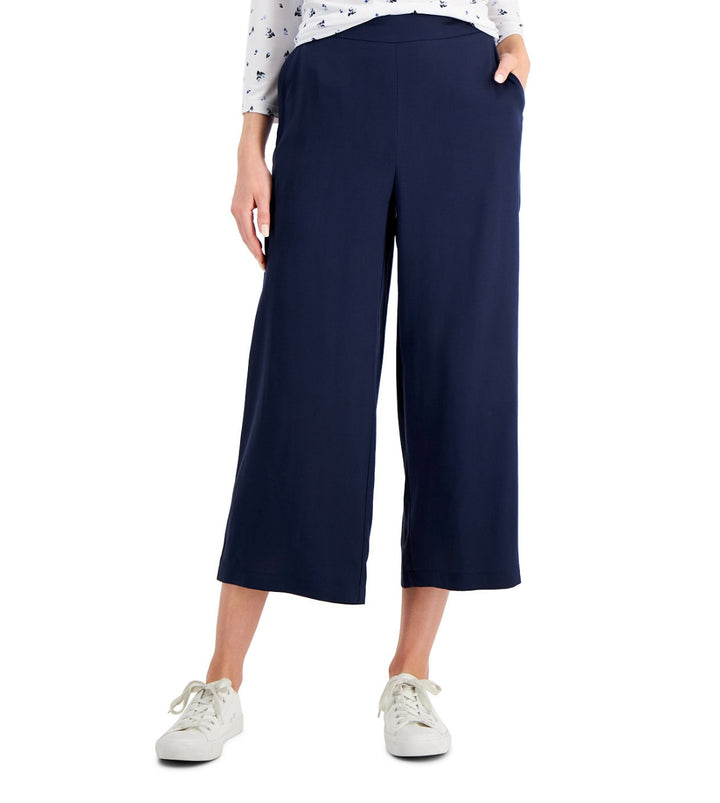 Charter Club Women's Cropped Wide-Leg Pants Intrepid Blue Size XXL