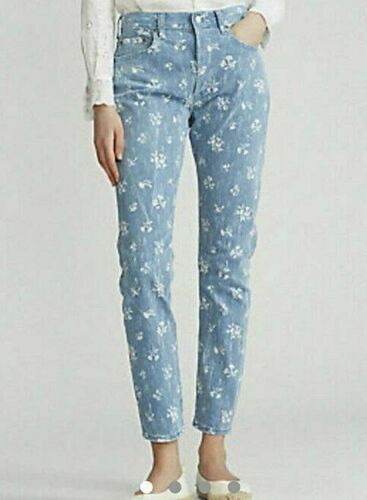 Polo Ralph Lauren Women's The Callen High Rise Slim Blue Floral Print