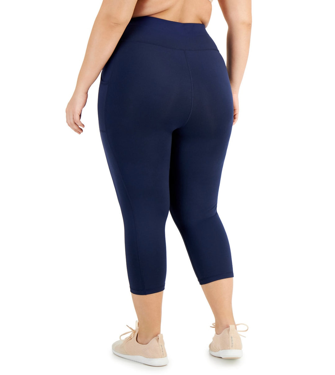 ID Ideology Women's High Rise Pockets Cropped Leggings Indigo Sea Plus Size 1X
