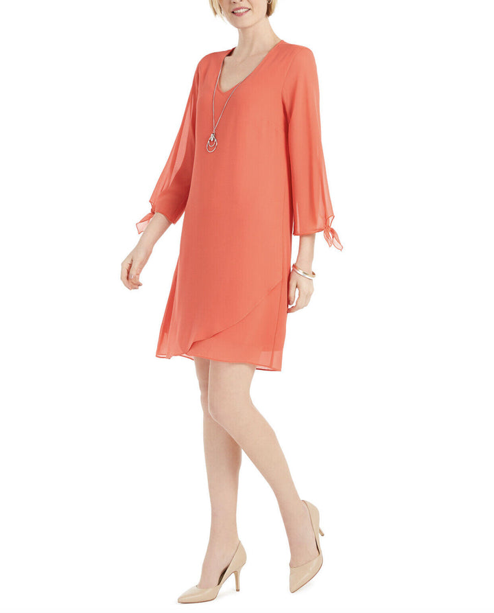 JM Collection Women's Tie-Sleeve Necklace Dress
