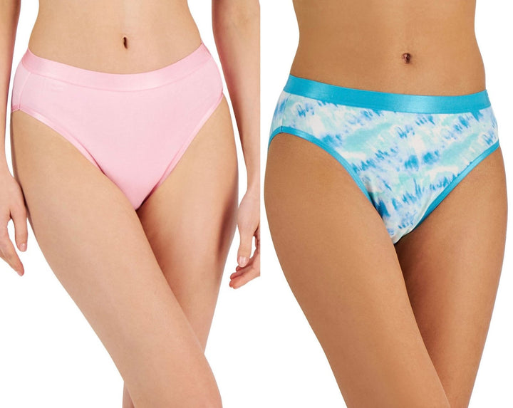 Jenni Women's Elastic Waistband 2-Pk Hi-Cut Bikini Underwear Size L