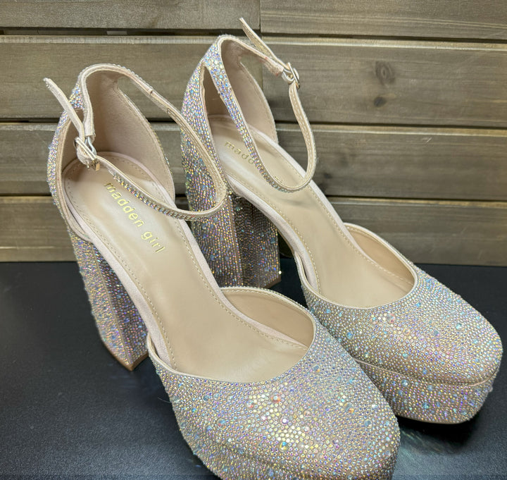 Madden Girl Women's Dion Rhinestone Two-Piece Platform Pumps Size 10