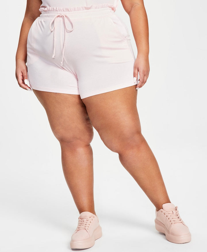 Jenni Women's Style Not Size Ribbed Lounge Shorts Pink Cloud Plus Size 2X