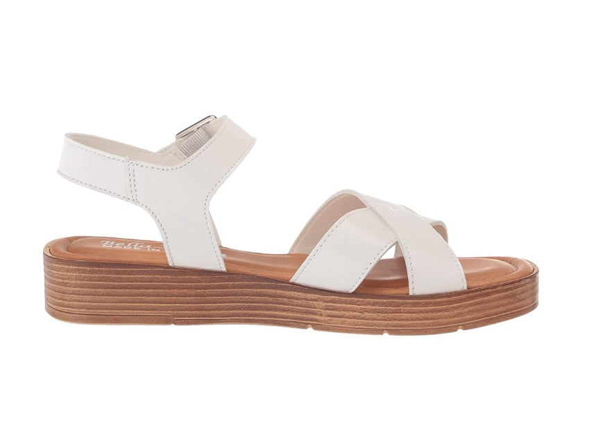 Bella Vita Women's Car-Italy Leather Wedge Sandals White Leather Size 7