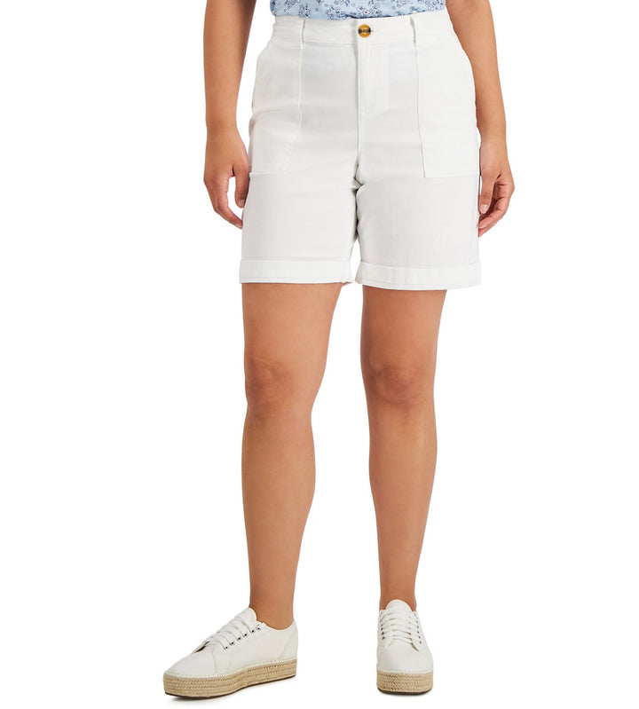 Style & Co. Women's Mid Rise Rolled Cuff Bermuda Shorts Bright White