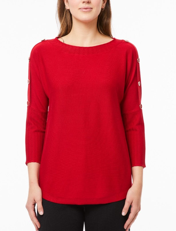 Melissa Paige Women's Dolman-Sleeve Wavy-Ribbed Sweater Scarlet Sage Size L