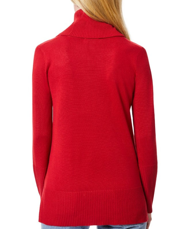 Melissa Paige Women's Contrast-Cuff Cowlneck Sweater Scarlet Sage Size XL