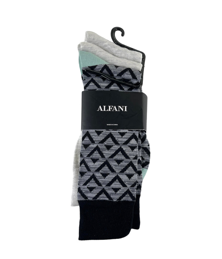 Alfani Men's Crew Length Stripe Dress Socks White Size 10-13