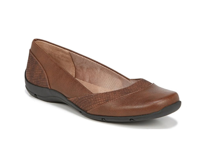 LifeStride Women's Deja Vu Comfort Insole Faux Leather Flats Shoes Tan Size 9