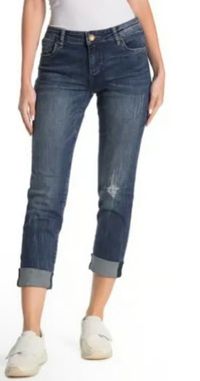 Kut from the Kloth Women's Catherine Boyfriend Cuffed Jeans Diverge Blue