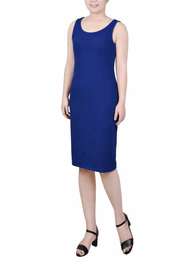 NY Collection Textured 3/4 Sleeve Two Piece Dress Set Blue Petite Size 12P