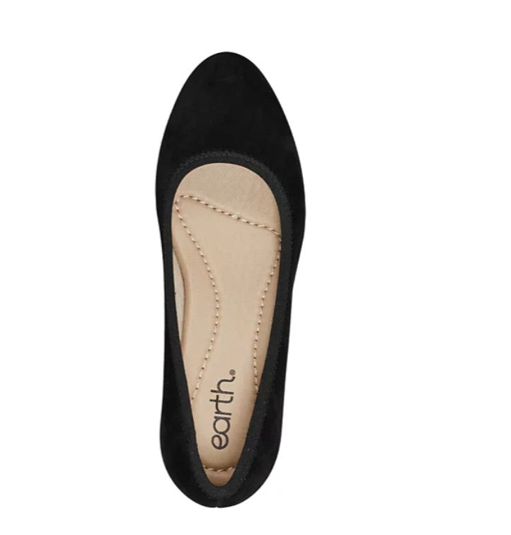 Earth Women's Rellia Block Heel Ballet Pumps Shoes Black Suede Size 11M