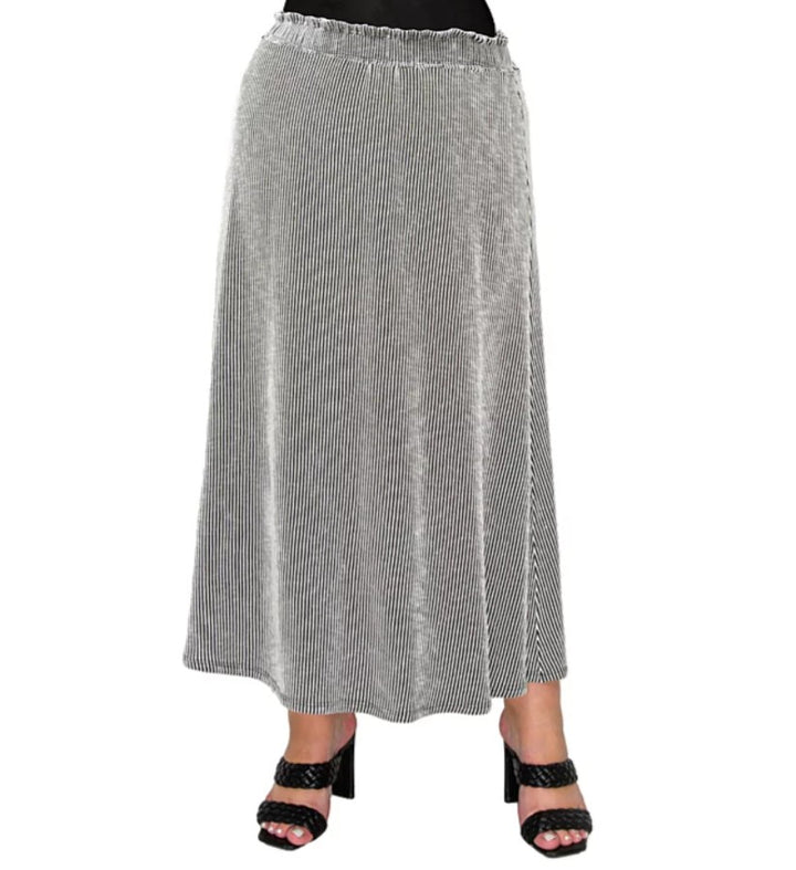 COIN 1804 Women's Span Rail Textured Rib Elastic Waist Maxi Skirt Plus Size 1X