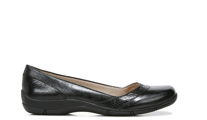 LifeStride Women's Deja Vu Comfort Insole Faux Leather Flats Shoes Black Size 9
