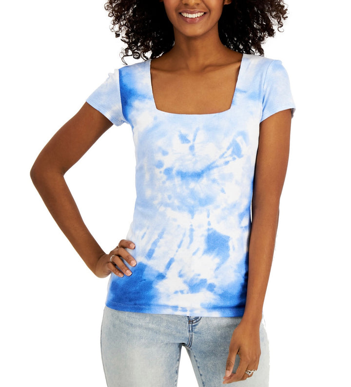 INC International Concepts Women's Short Sleeve Tie-Dyed Ribbed Top Size S