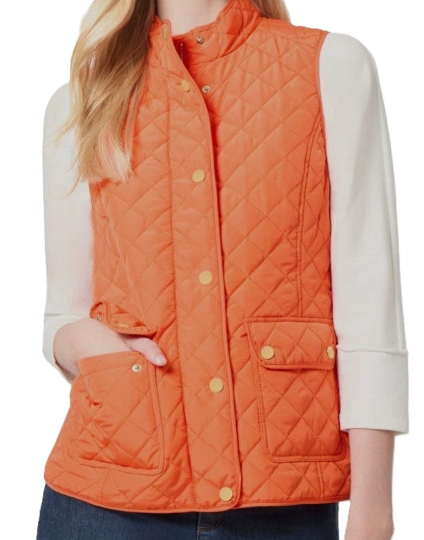 Jones New York Women's Quilted Patch Pocket Vest with Snaps Zipper Size XL