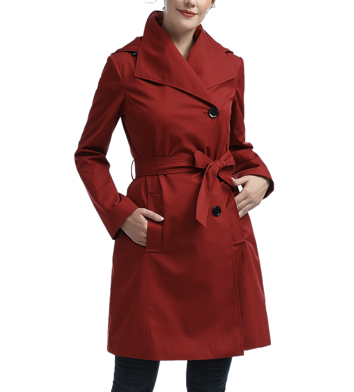 Kimi + Kai Women's Elsa Water-Resistant Hooded Trench Coat Red Size XL