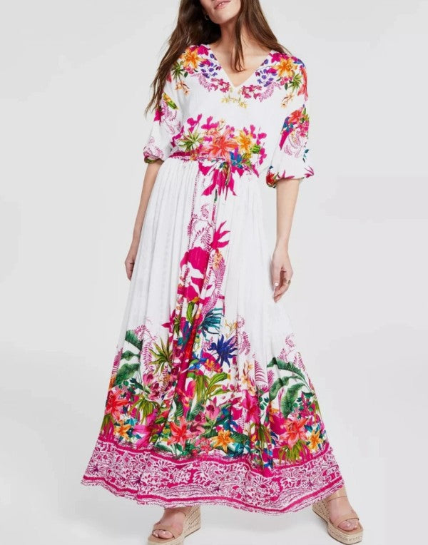 INC International Concepts Women's Floral V-Neck Maxi Dress Mara Garden Size M