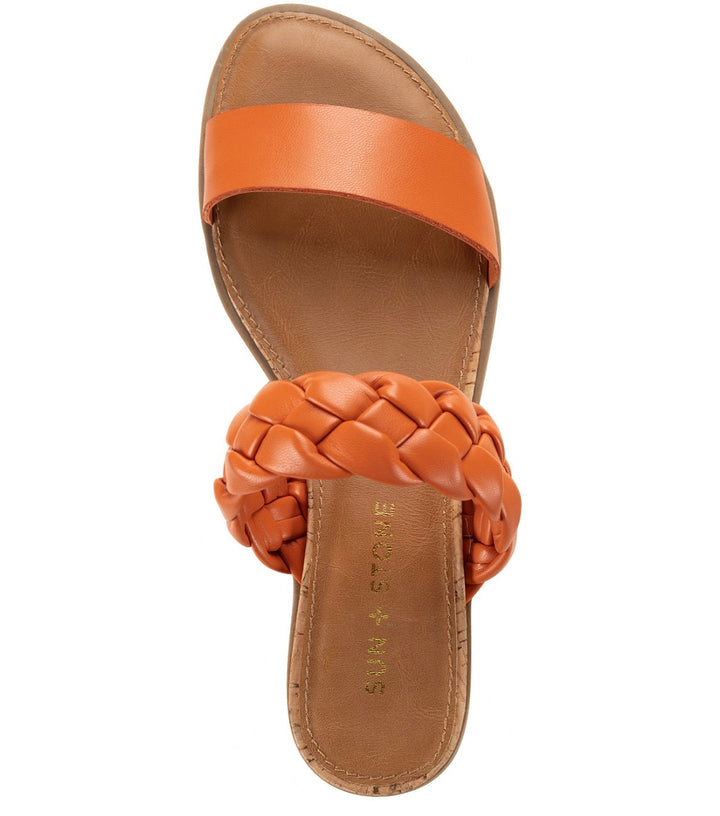 Sun + Stone Women's Easten Slide Sandals Papaya Woven Size 11M