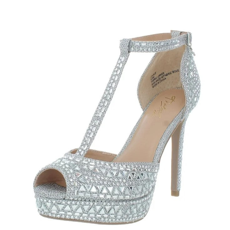 Thalia Sodi Women's Chace Embellished Platform Pumps Silver Size 9W
