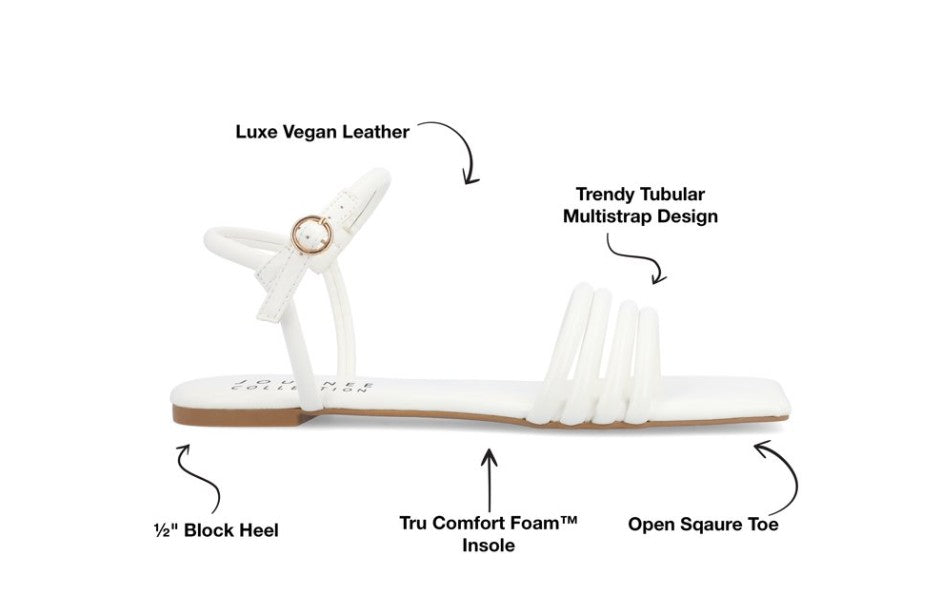 Journee Collection Women's Lyddea Multi Strap Sandals White Size 8