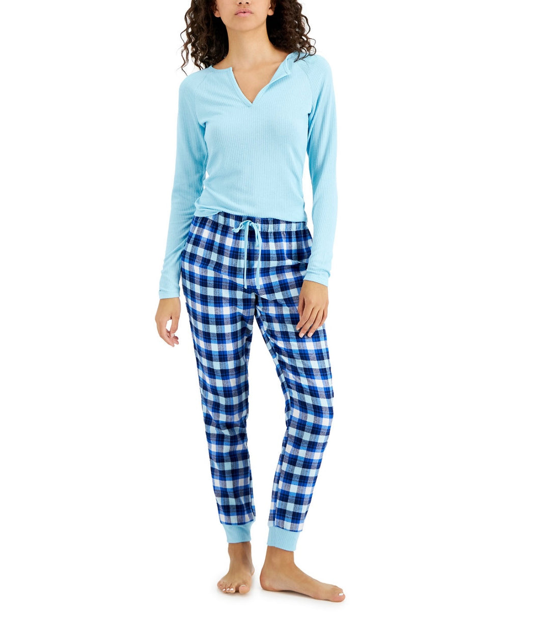 Jenni Women's Cotton Flannel Plaid Pajama Pants Sleepy Plaid Ivory Size S