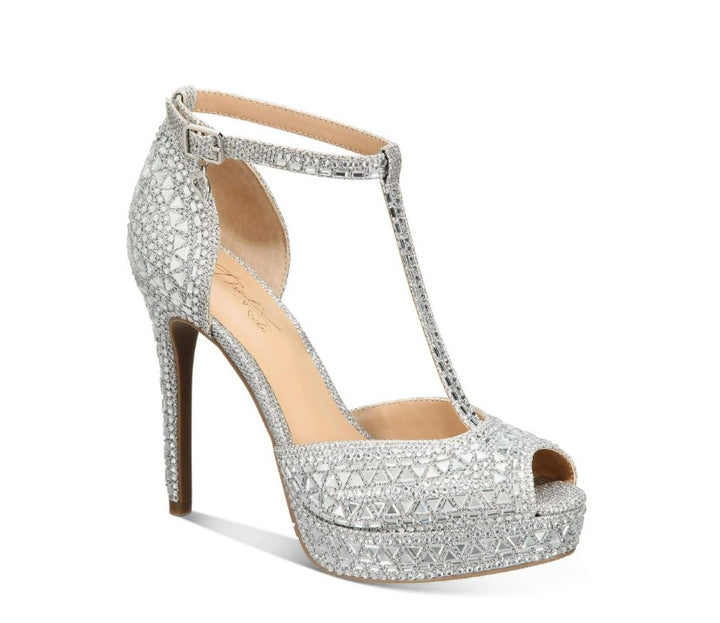 Thalia Sodi Women's Chace Embellished Platform Pumps Silver Size 9W