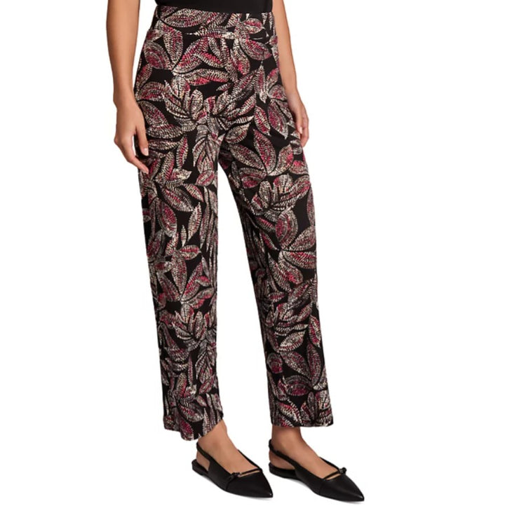 Jones New York Women's Printed Wide-Leg Pull-On Pants Dark Brown Petite Size PXL