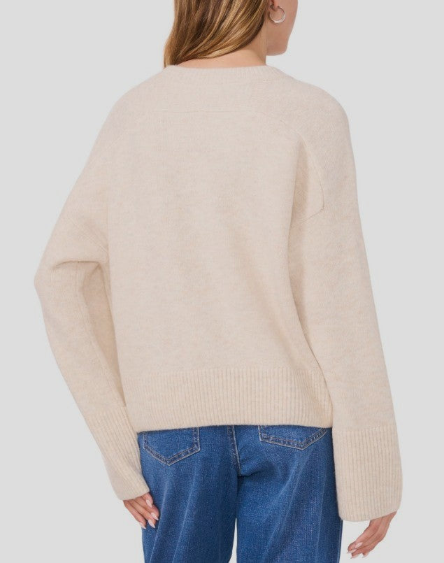 1.State Women's Crew Neck Raglan Wide-Sleeve Sweater Malted