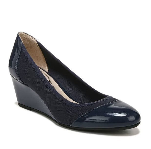 LifeStride Round-Toe Juliana Stretch Wedge Pumps Shoes Navy Size 6 M