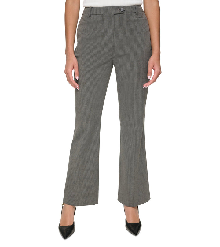 Calvin Klein Women's Pinstripe Straight-Leg Pants Charcoal/Cream