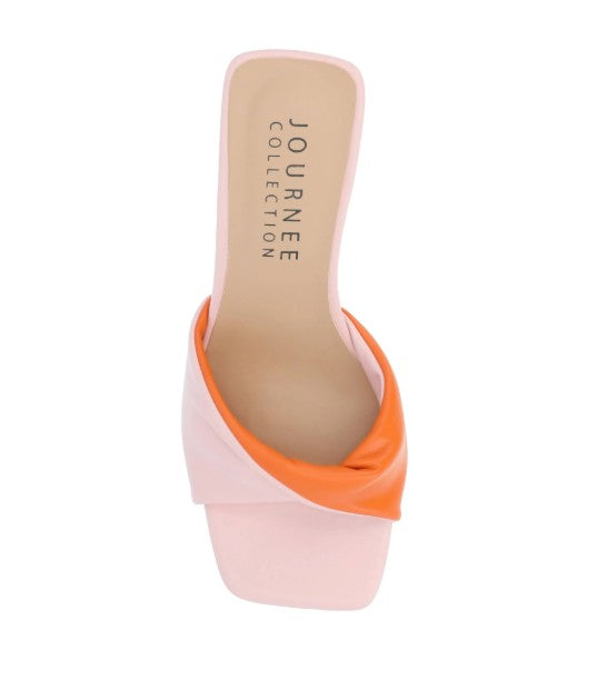Journee Collection Women's Aylia Twist Slip On Block Heel Sandals Pink Size 6.5