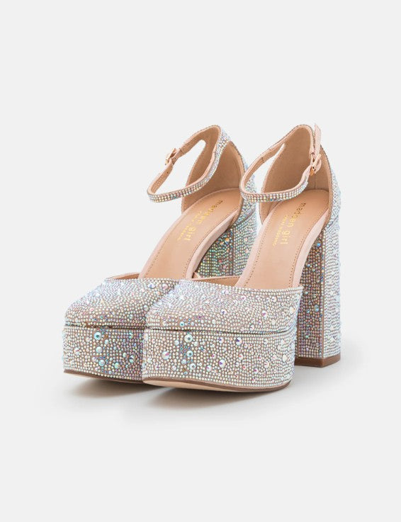 Madden Girl Women's Dion Rhinestone Two-Piece Platform Pumps Size 10