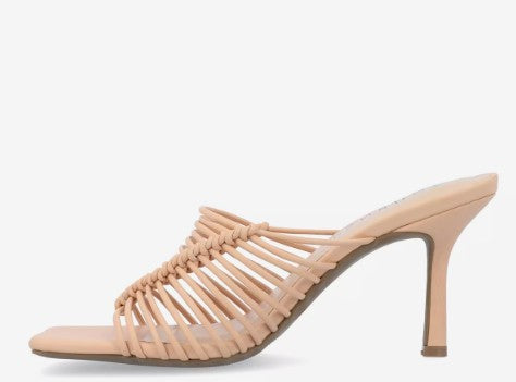 Journee Collection Women's Square Open Toe Saskia Sandal Nude Size 5.5