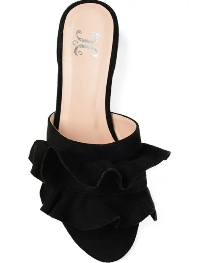 Journee Collection Women's Sabica Ruffle Slip On Dress Sandals Black Size 6.5