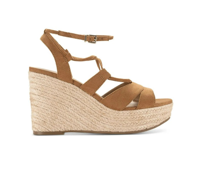 Sun + Stone Women's Tinsleyy Strappy Espadrille Platform Wedge Sandals Tan